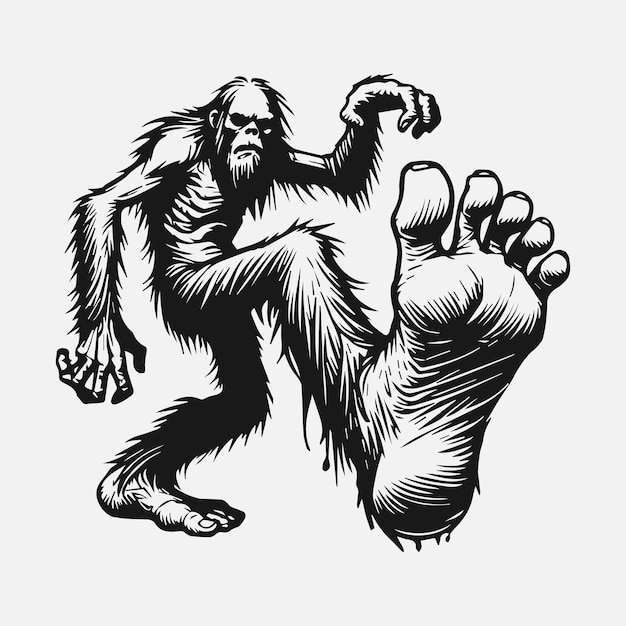 A Variation of a Big Foot Pose Illustration | Premium AI-generated vector