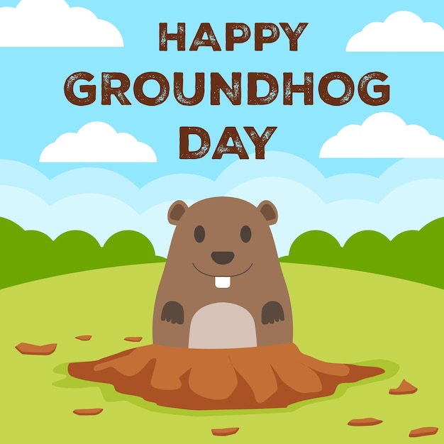 Premium Vector | Vector happy groundhog day illustration in flat design