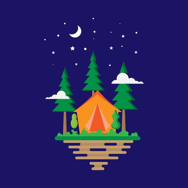 Premium Vector | Vector night camping in forest concept