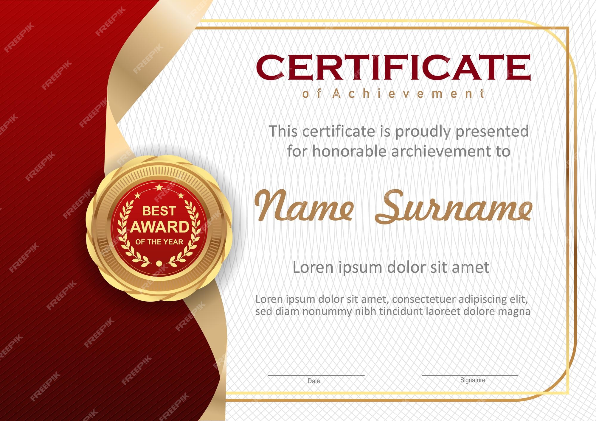 Premium Vector | Vector red and gold certificate template