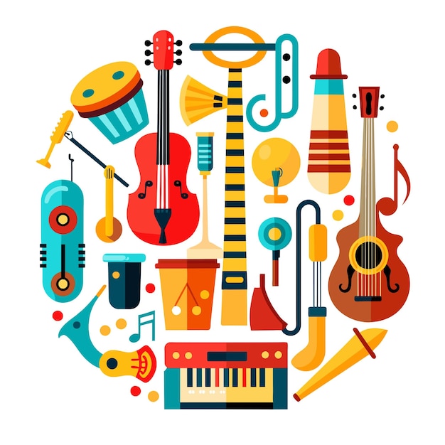 Premium Vector | Vector set bundle of musical instruments