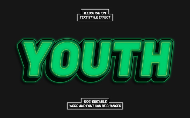 Premium Vector | Youth 3d bold text style effect