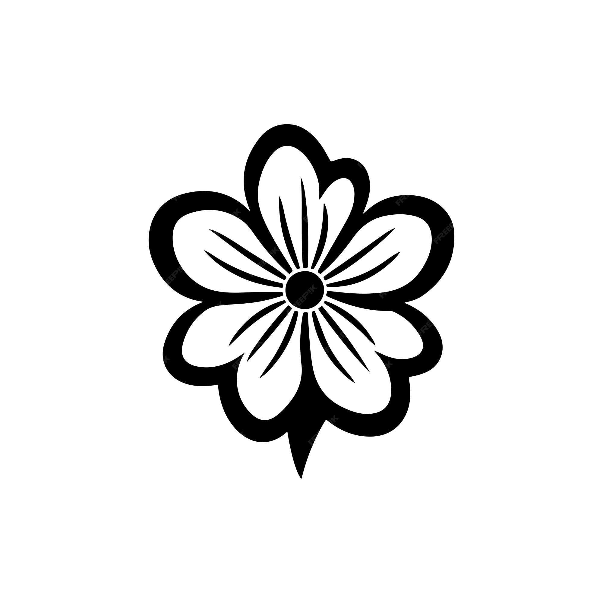 Flor icono vector logo blanco y negro | Vector Premium