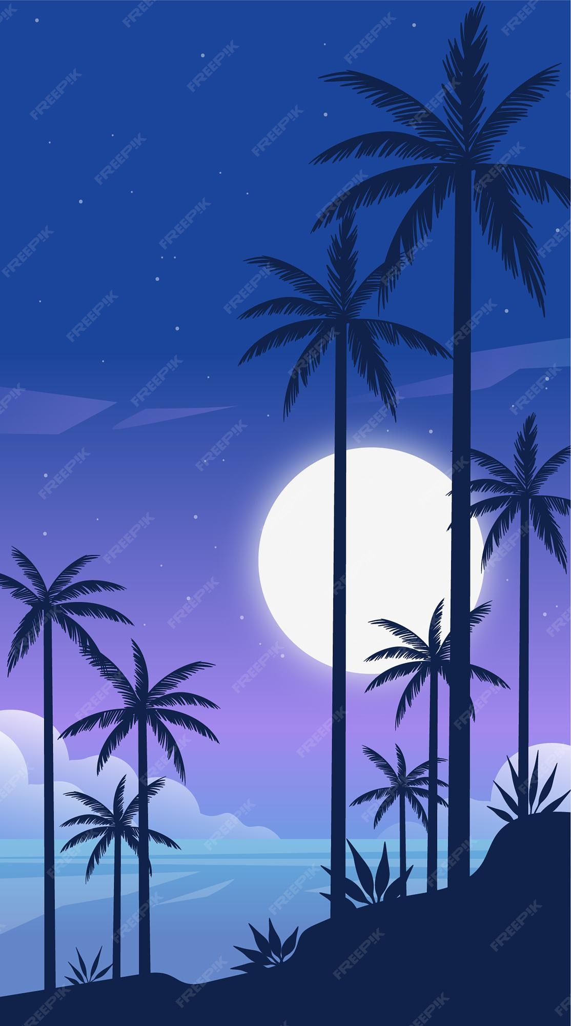 Plano de fundo da paisagem noturna de verão | Vetor Premium