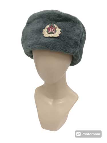 Vintage Russian Soviet Union Faux Fur Ushanka Tra… - image 1