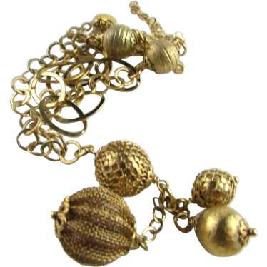 Signed Gold Tone Necklace With Gold Tone Ball Acce