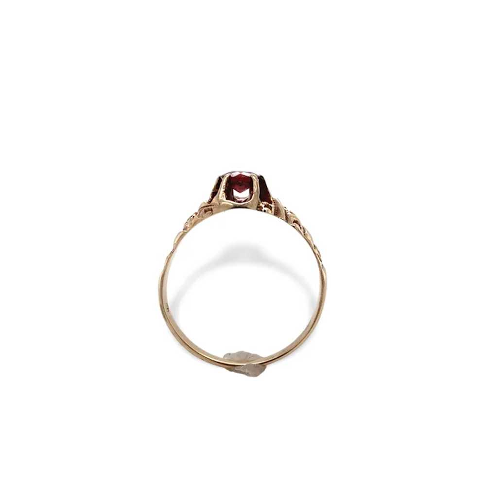 Victorian 10K Rose Gold Garnet Belcher Ring - image 3