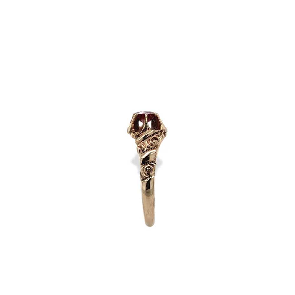 Victorian 10K Rose Gold Garnet Belcher Ring - image 5