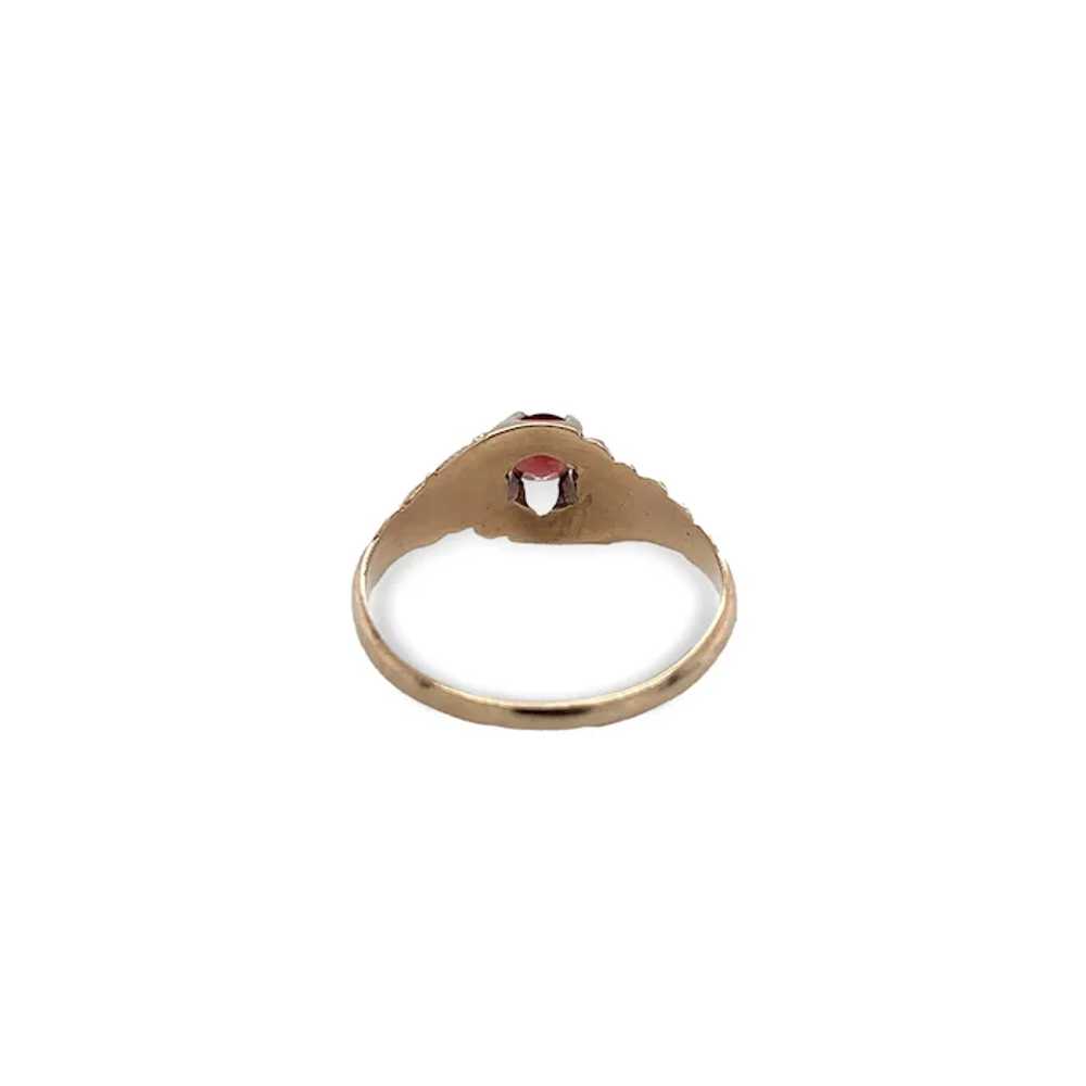 Victorian 10K Rose Gold Garnet Belcher Ring - image 6