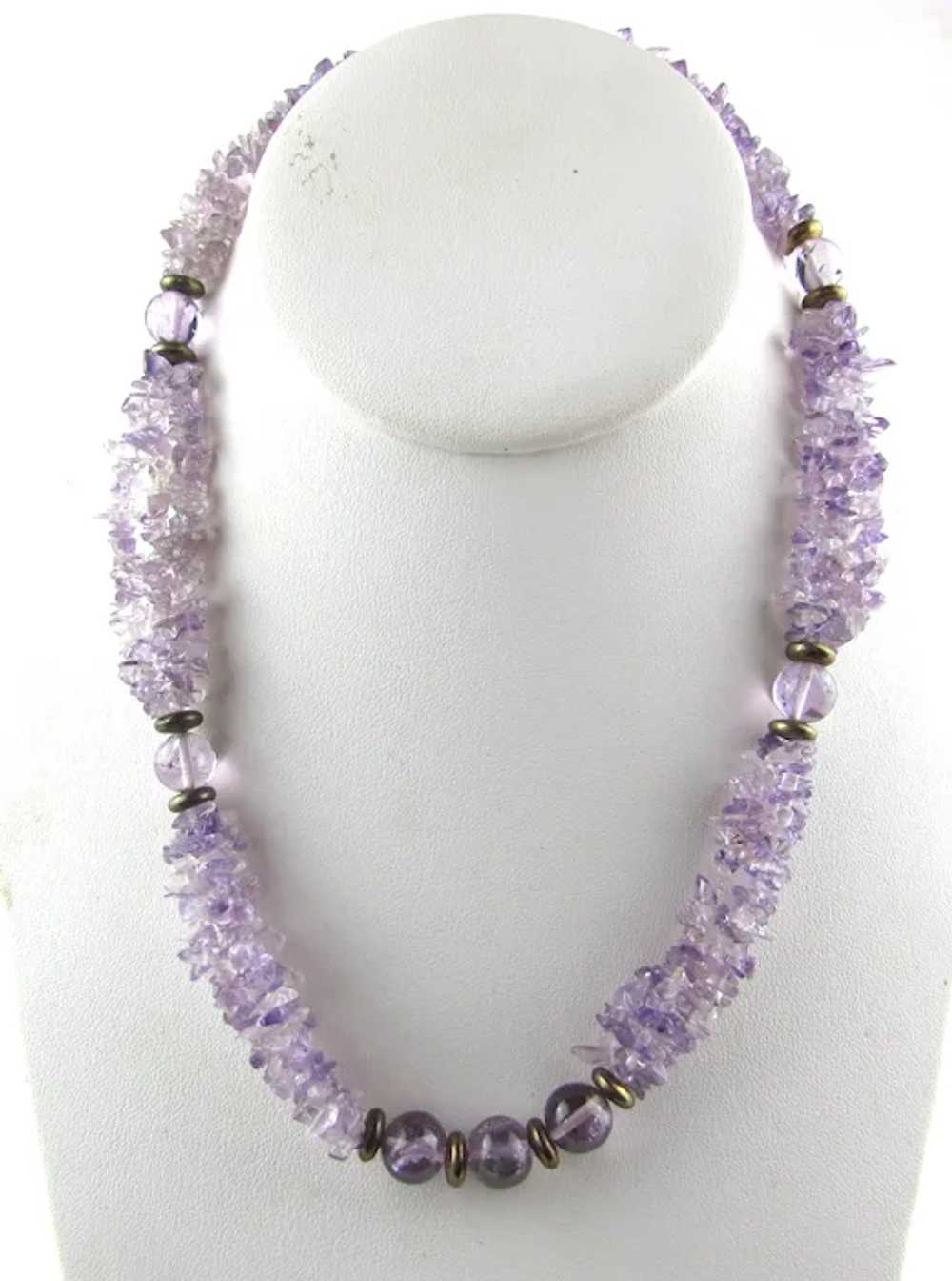 Amethyst Nugget Necklace With Gold Tone Findings - image 12