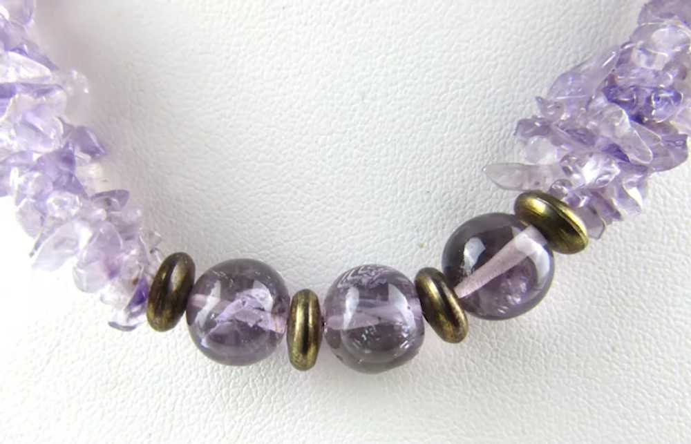 Amethyst Nugget Necklace With Gold Tone Findings - image 3