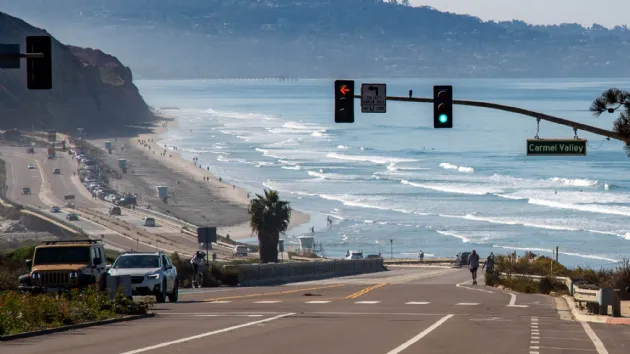 Looking at Torrey Pines from the Main Road