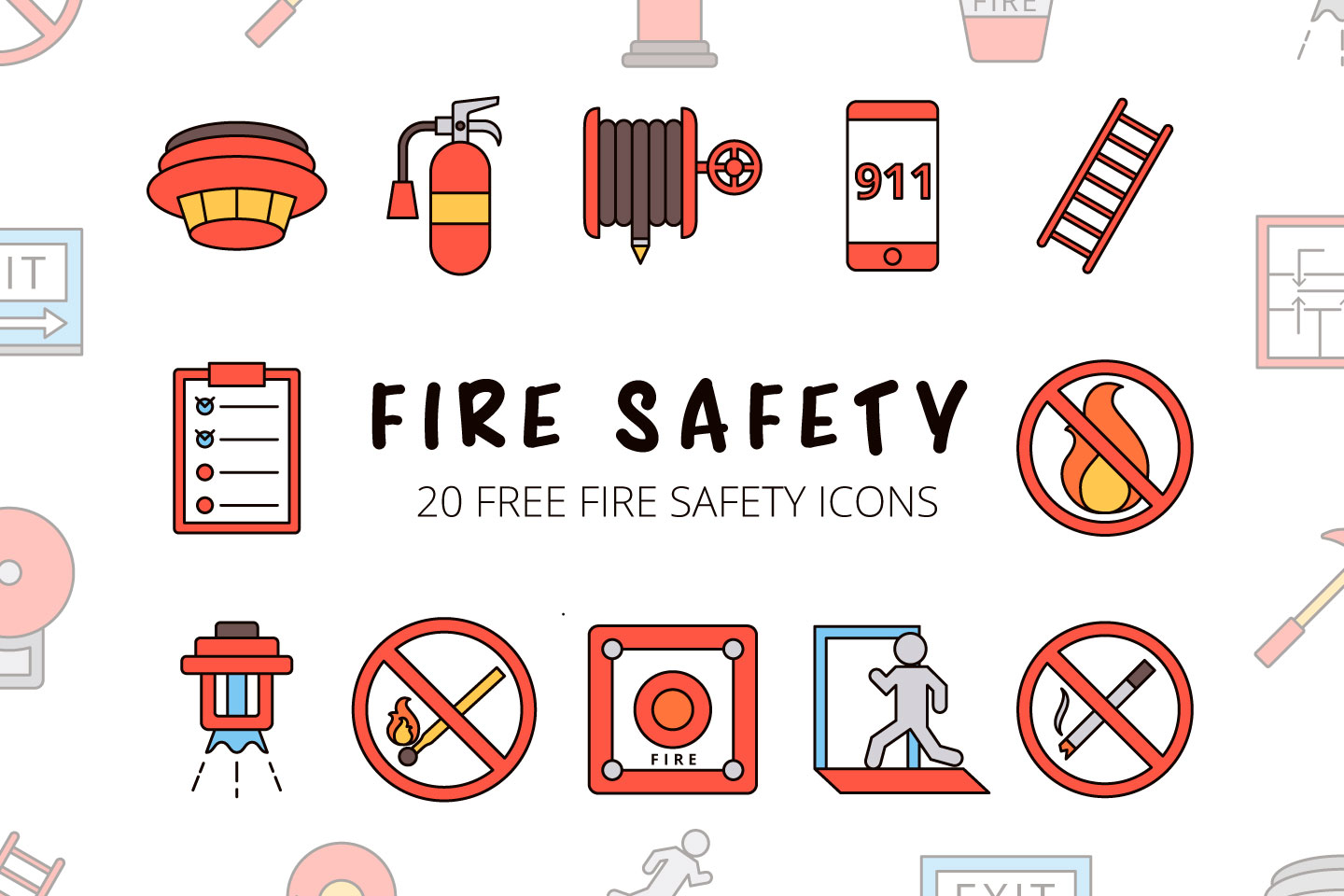 Fire Safety Vector Free Icon Set - GraphicSurf.com