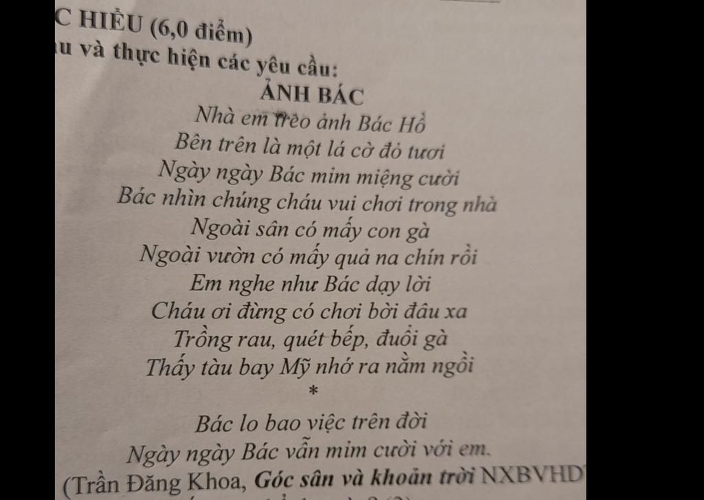 Câu 1: Hãy Trình Bày Hiểu Biết Của Mình Về Bác Hồ Sau Khi Đọc Xong Bài Thơ  Trên. Câu 2 : Bài Thơ Trên Đã Giúp Em Hiểu Thêm Gì Về