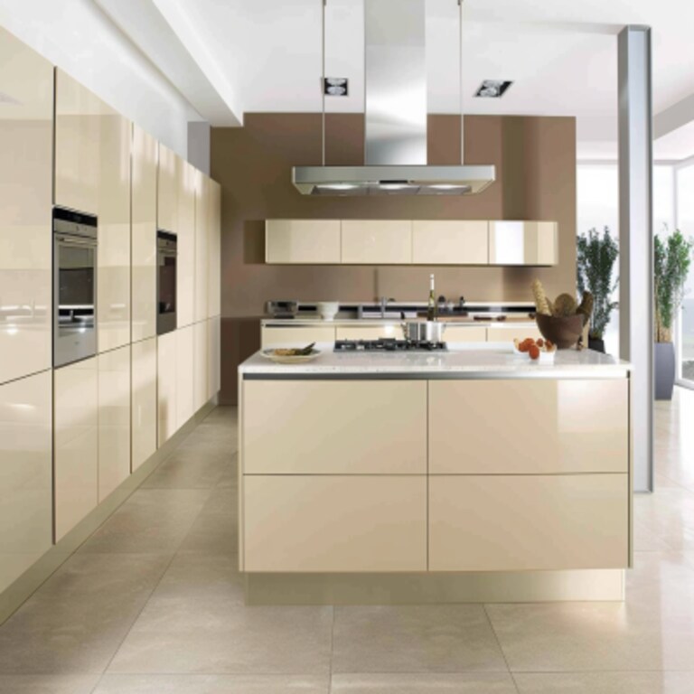 Modern Irish Cream Modular Indian Kitchen Design