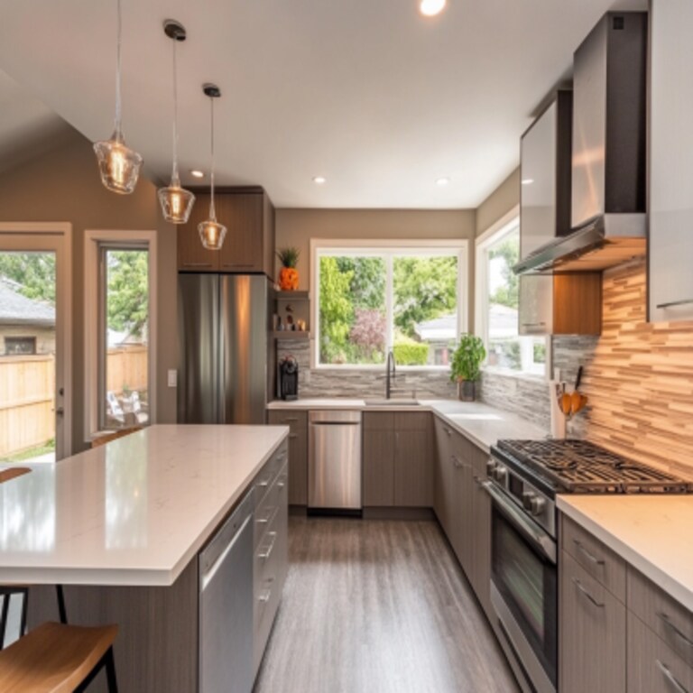 Functional and Contemporary L-Shaped Kitchen Design in Alumina Pearl