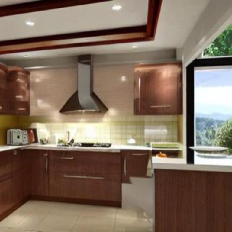 C Shaped Kitchen False Ceiling Design