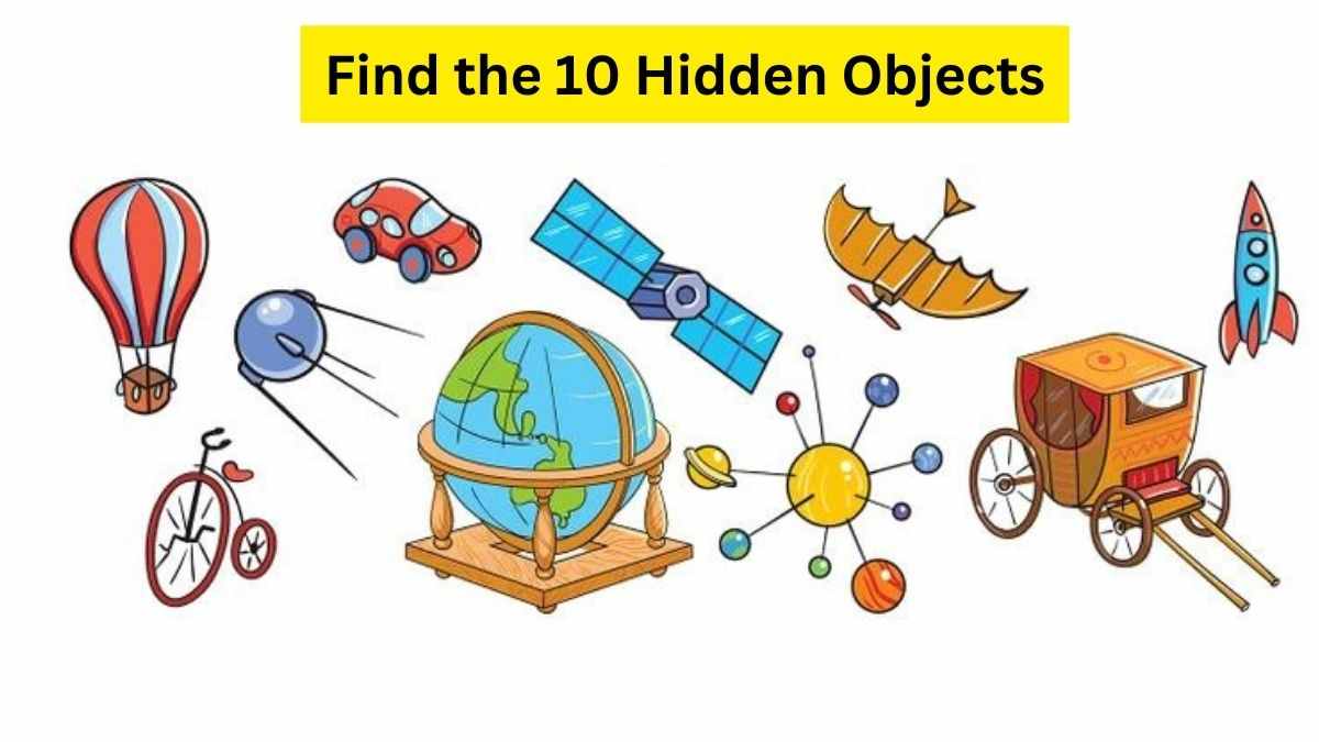 1 Minute Brain Teaser: Can You Find All The 10 Hidden Objects In The ...