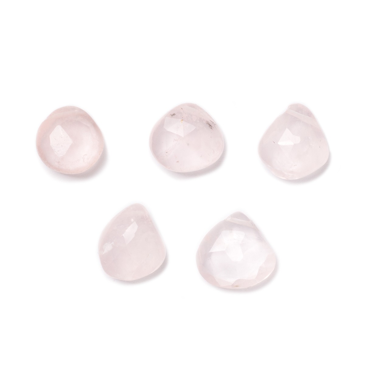 Rose Quartz Faceted Heart Briolette Beads - Approx From 7mm