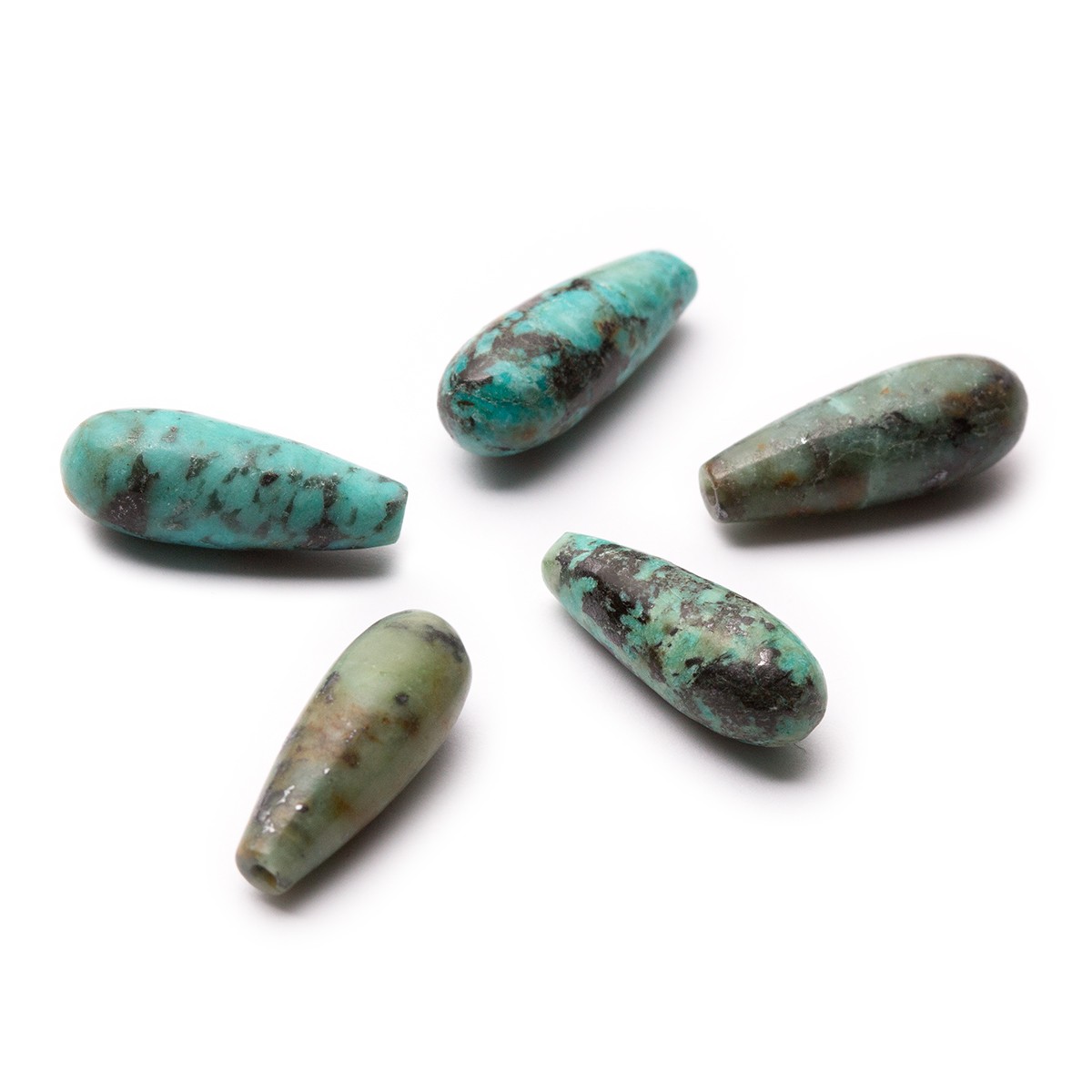 African Turquoise Top Drilled Teardrop Gemstone Beads, 16x6mm Teardrop