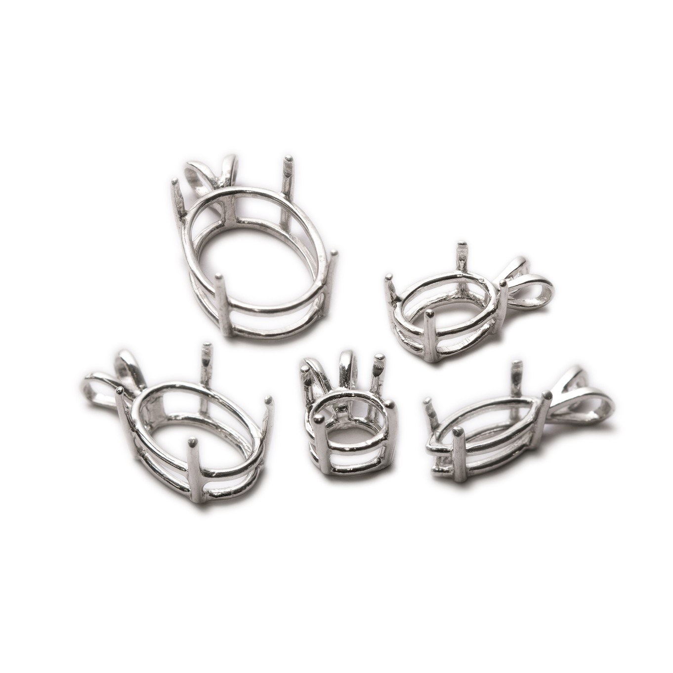 Sterling Silver Pre-Notched Pendant Settings For Faceted Stones