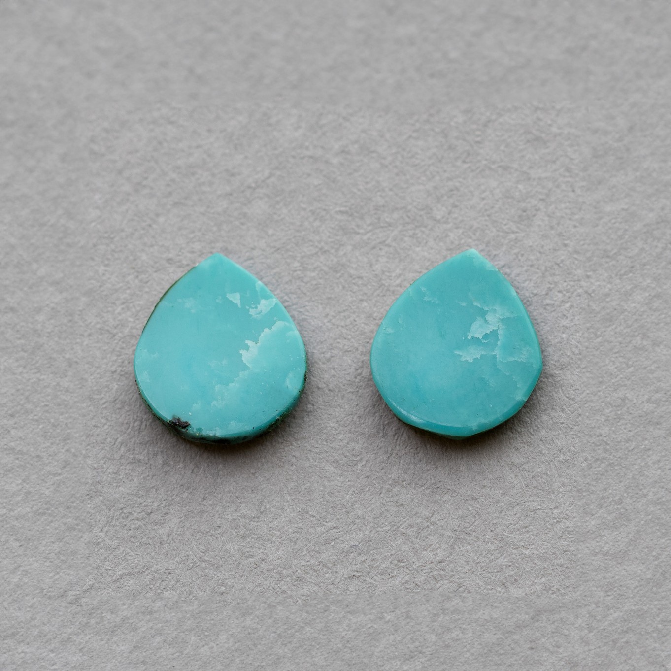 Pair of Chinese Turquoise Freeform Cabochons, Approx 11x9mm