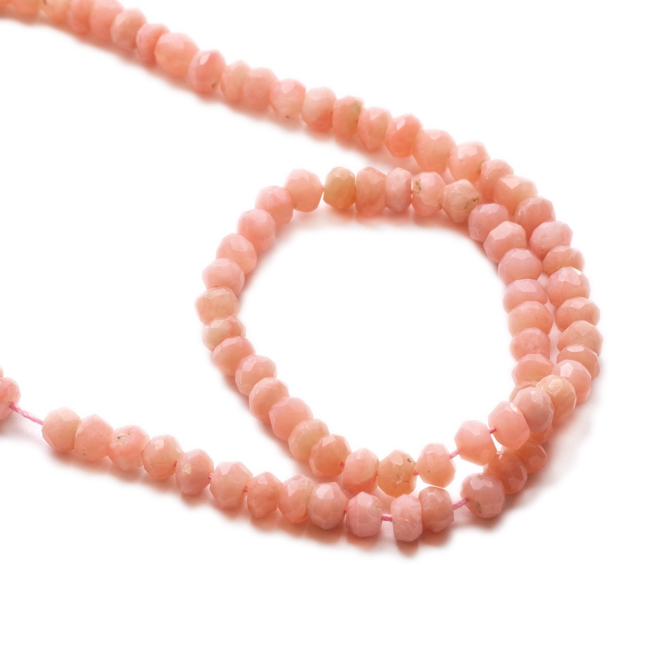 Pink Opal Faceted Rondelle Beads - Approx From 4mm