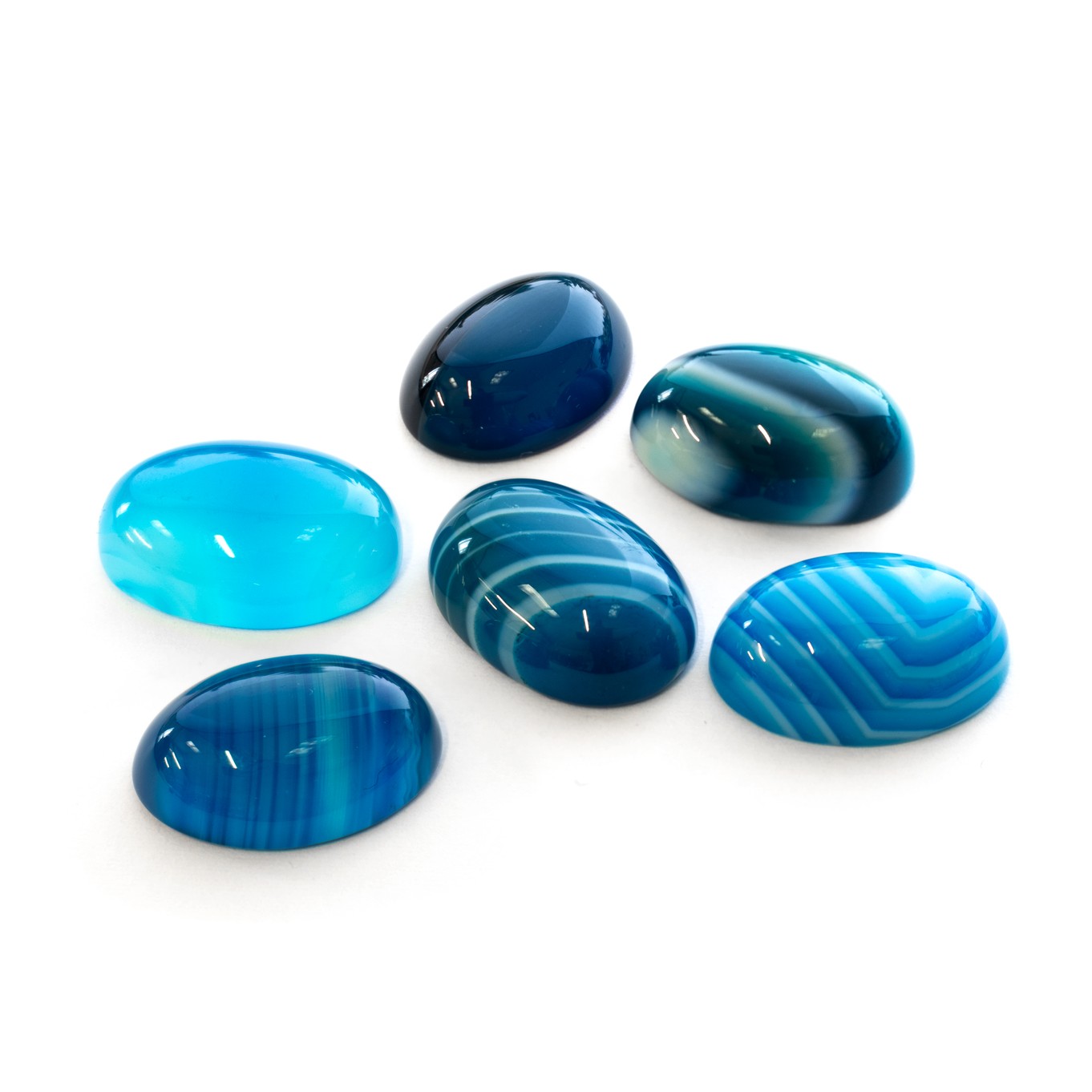 Blue Banded Agate Gemstone Cabochons - Various Sizes