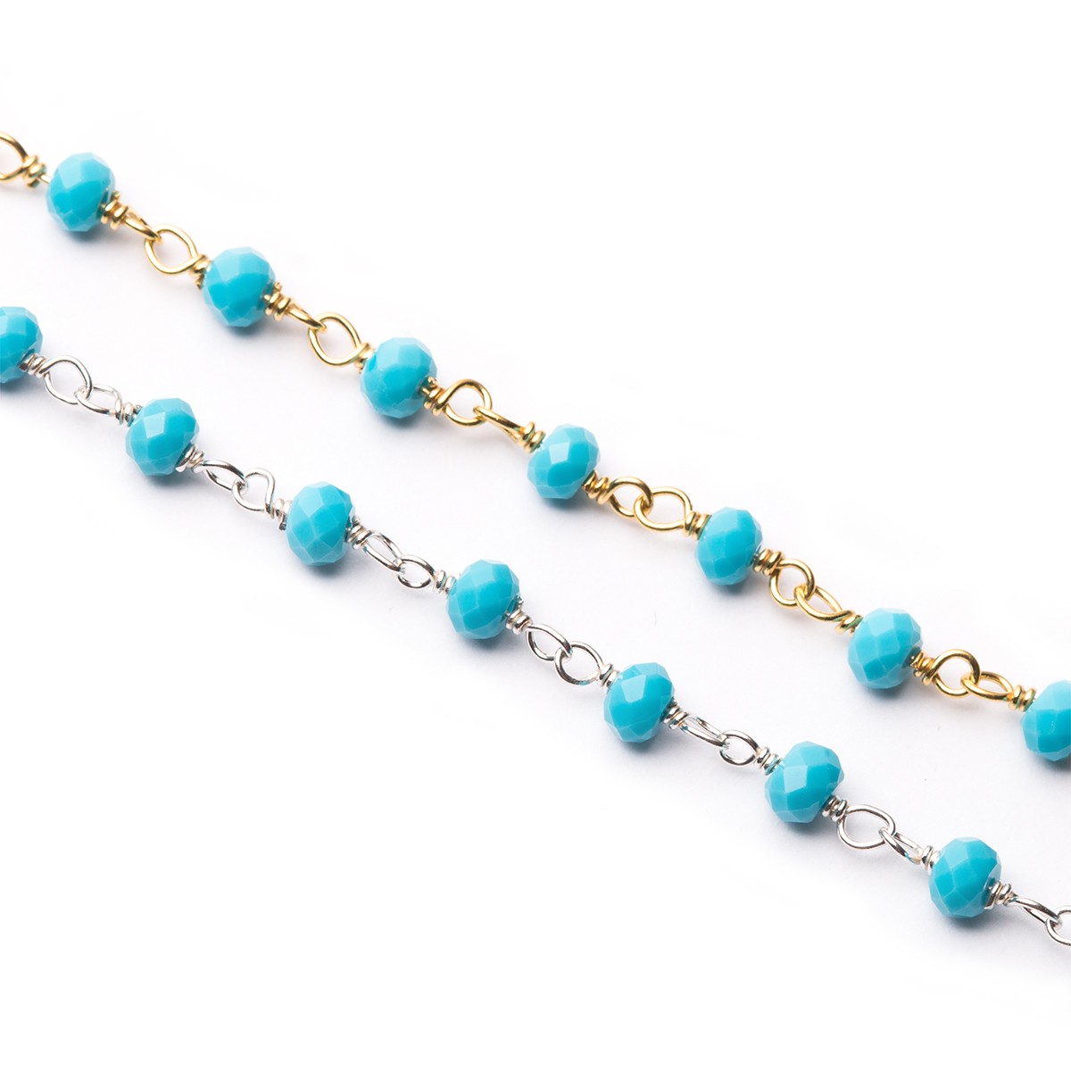  Turquoise Wire Wrapped Rosary Bead Chain - Various options