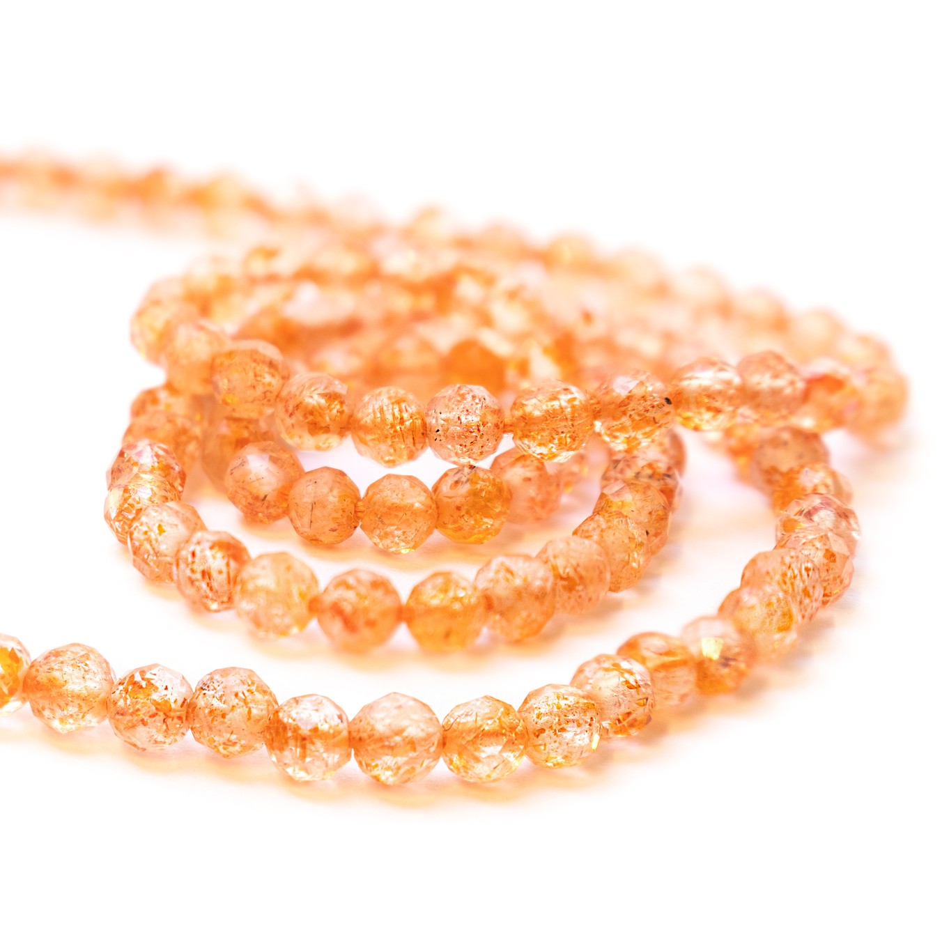 Sunstone Micro Faceted Round Beads - Approx 3mm