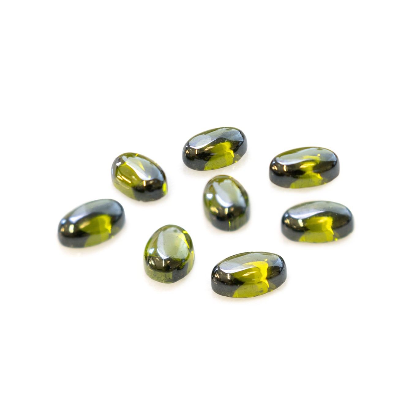 'Green Tourmaline' Cubic Zirconia Cabochons, 6x4mm Oval