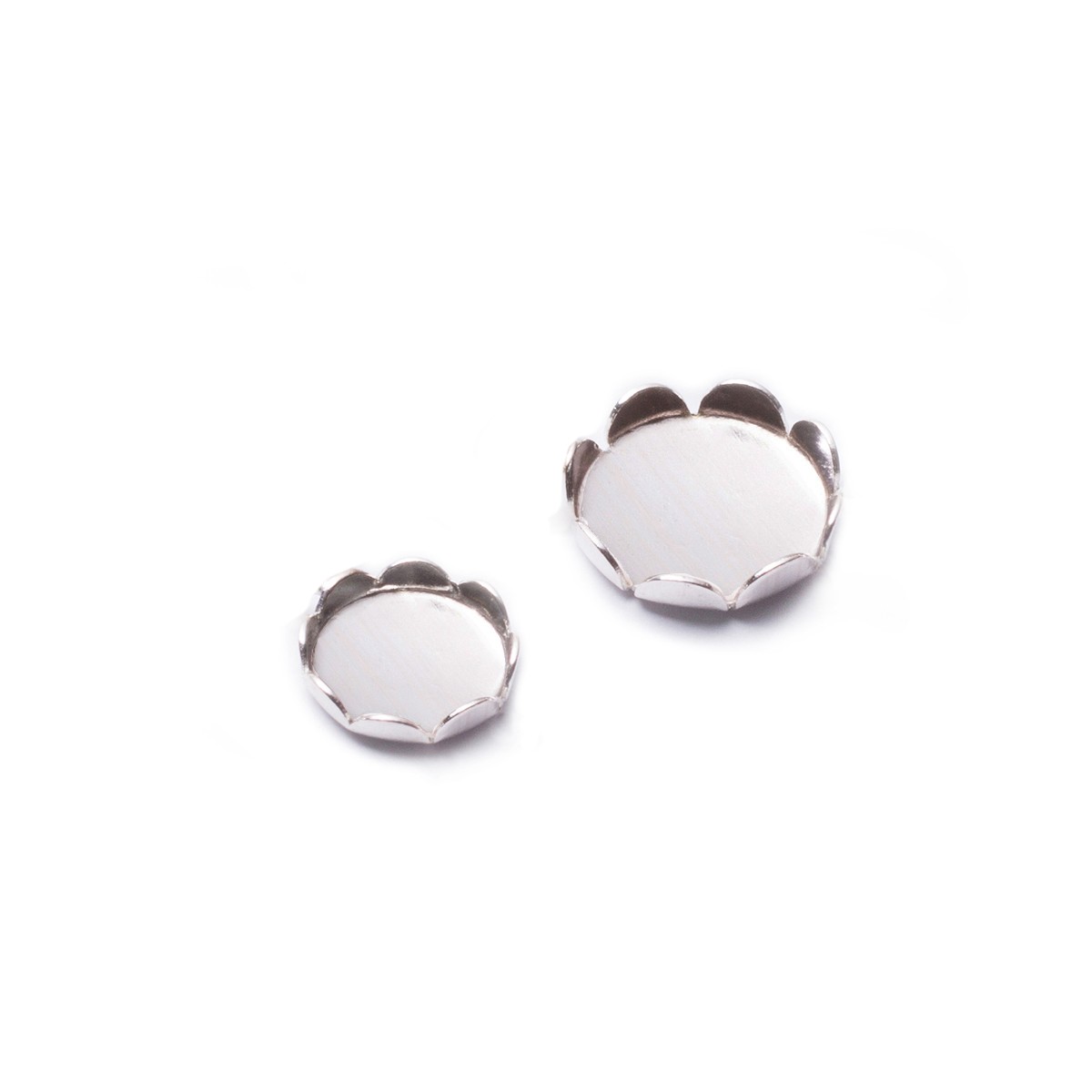 Sterling Silver Petal Edge Bezel Cups for Cabochon Stones