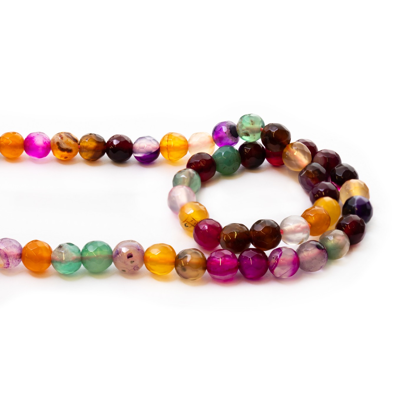 Multicoloured Agate Round Faceted Beads - Various sizes