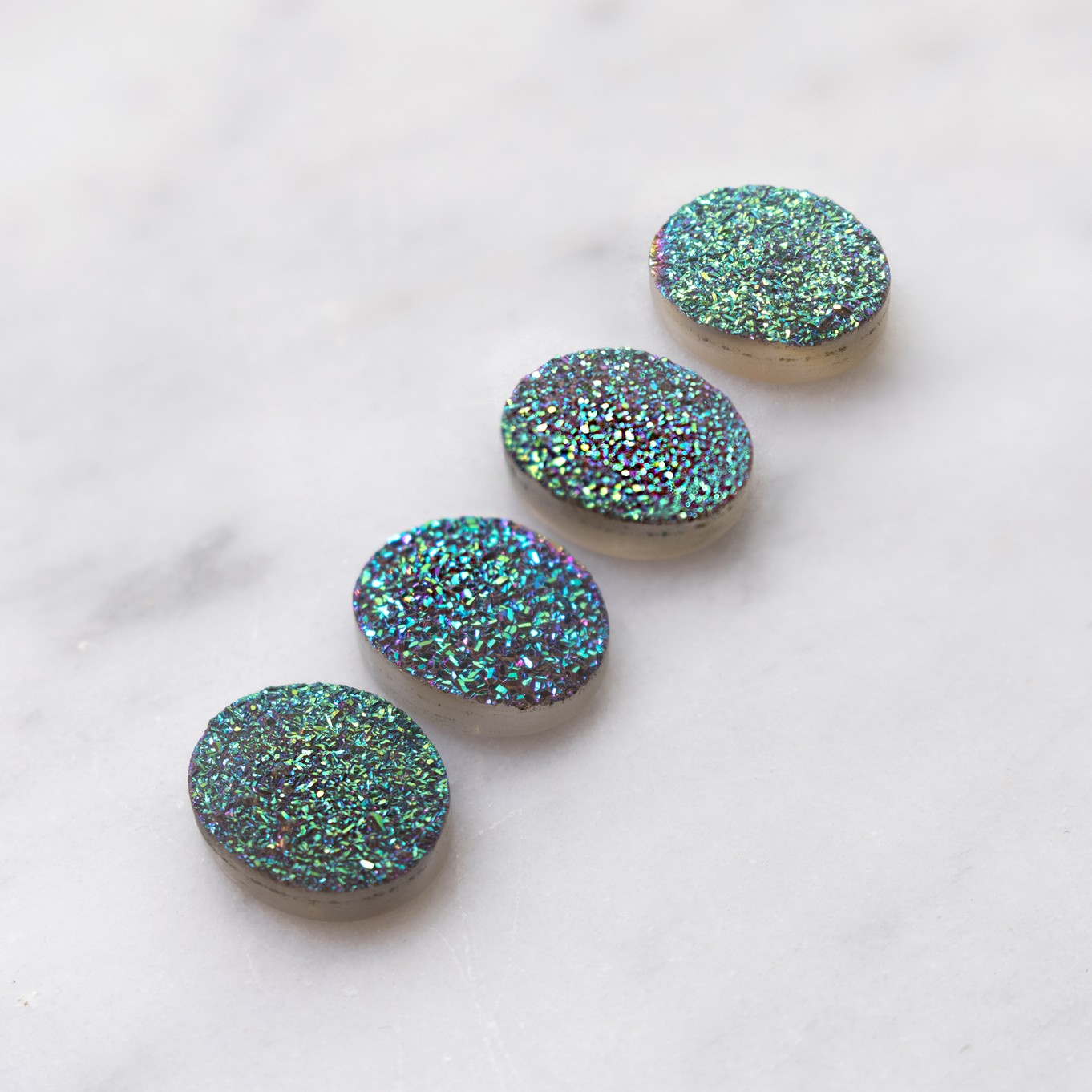 Limelight Drusy Flat Plate Cabochons, Approx 12x10mm oval