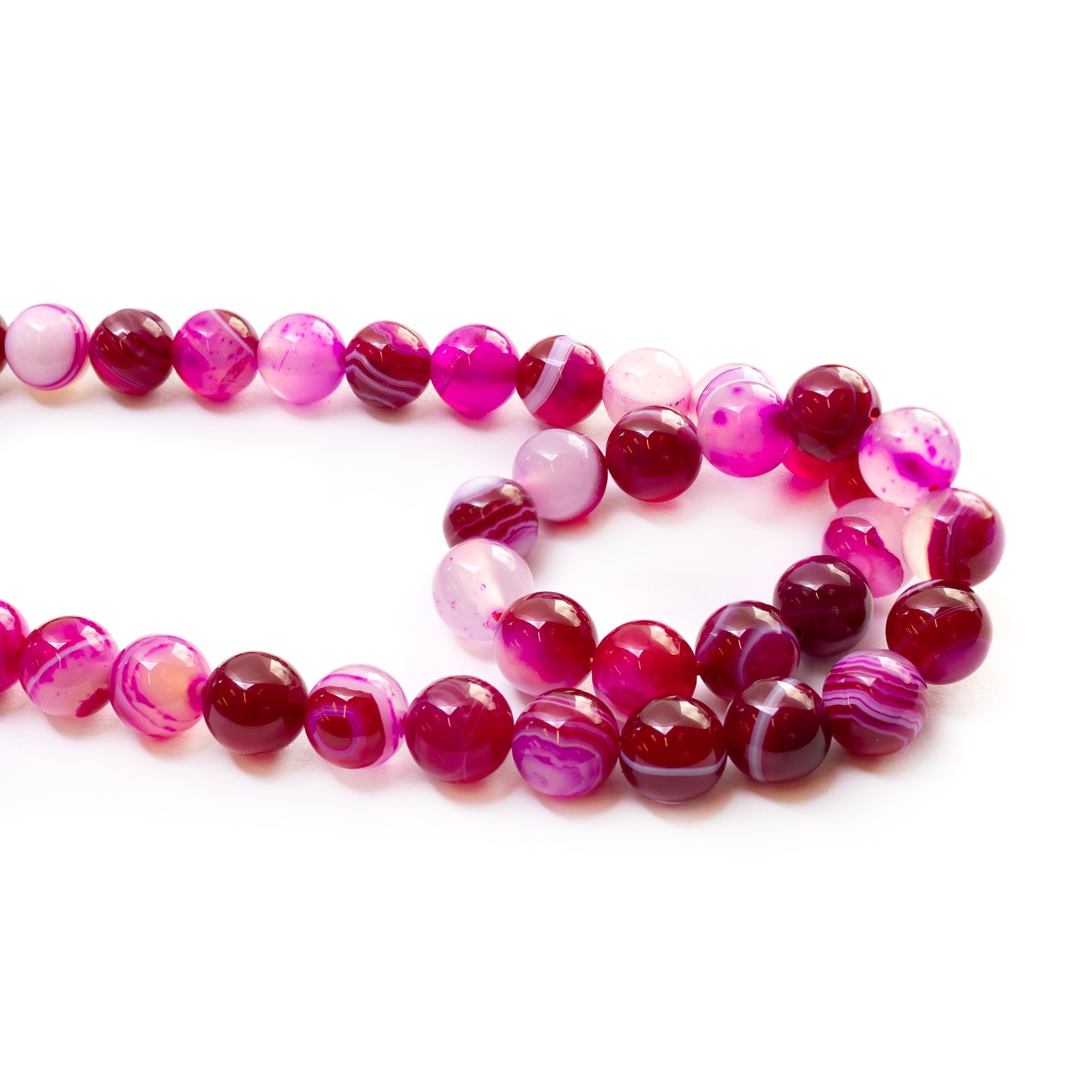 Pink Faceted Banded Agate Round Beads - Various sizes