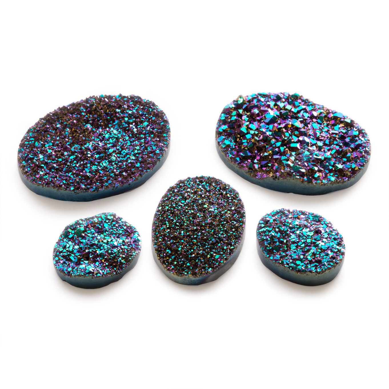 Rainbow Titanium Flat Drusy Cabochons