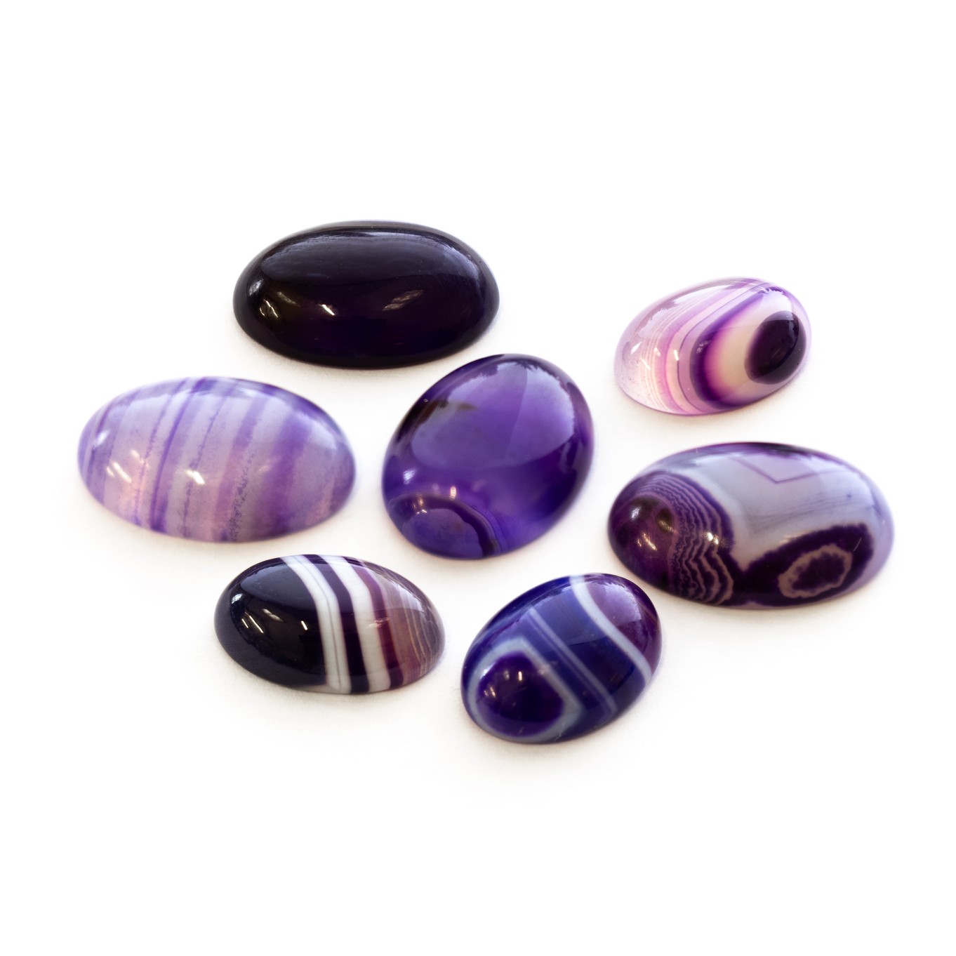 Purple Banded Agate Gemstone Cabochons - Various Sizes