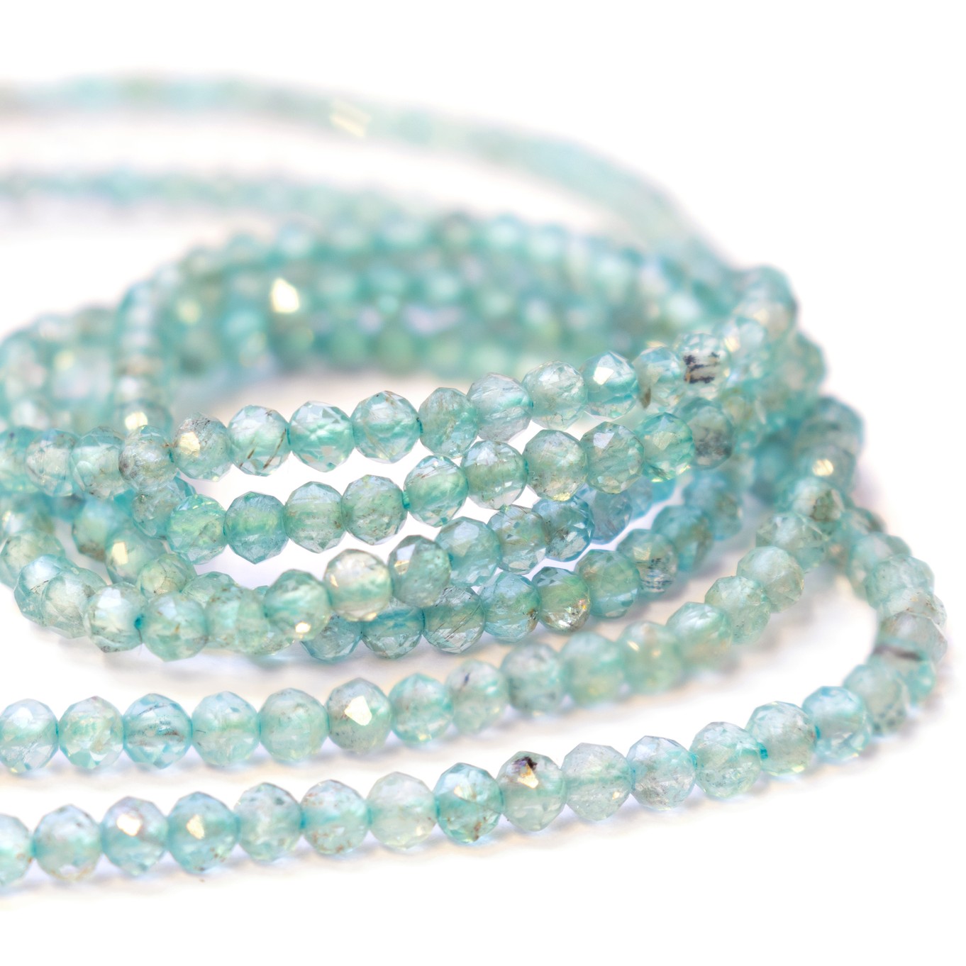 Apatite Micro Faceted Round Beads - Approx From 2mm 