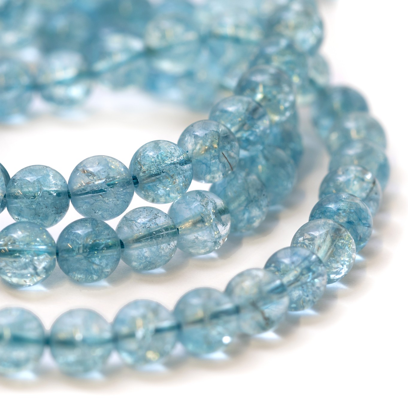 Blue Cracked Crystal Quartz Round Beads - Approx 6mm