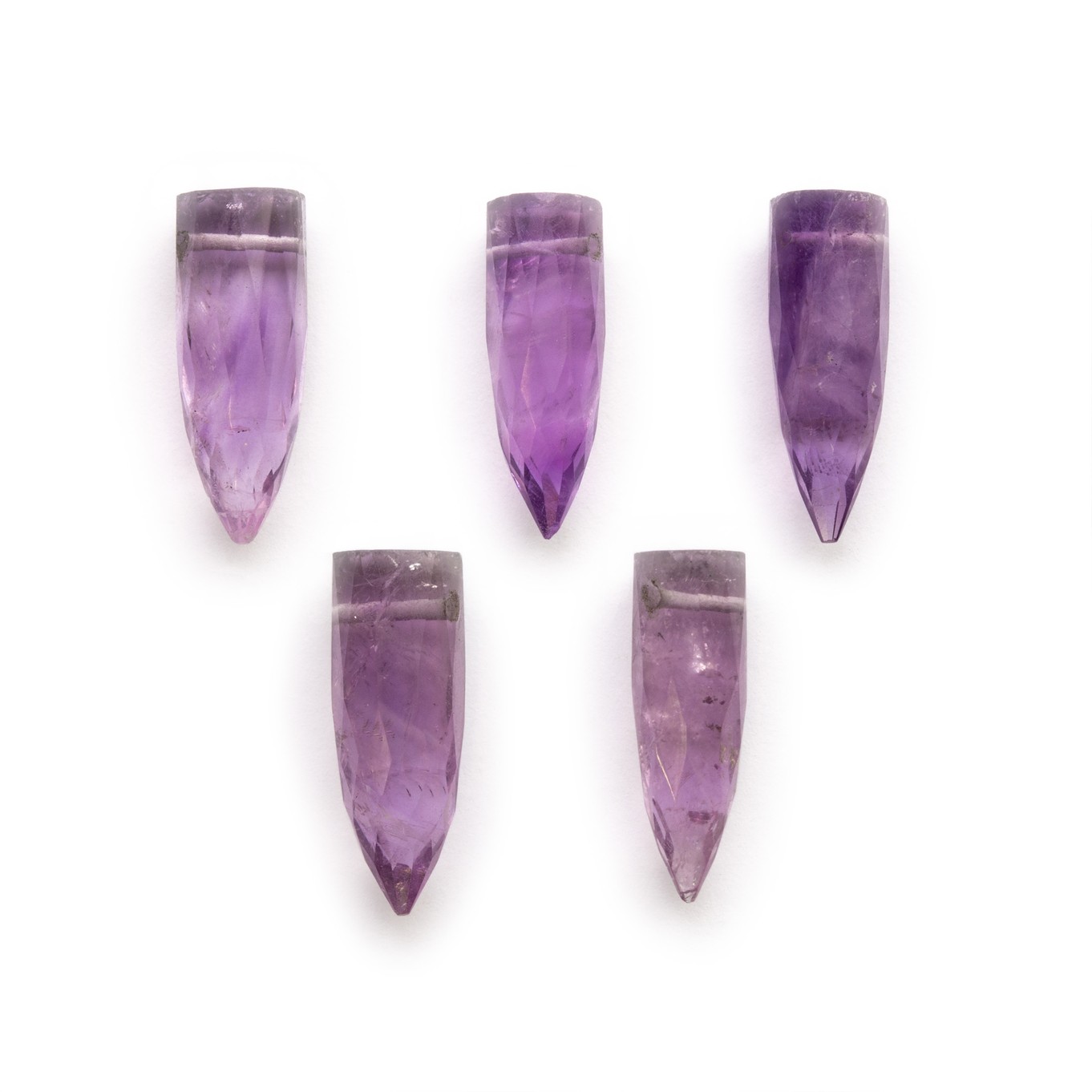 Amethyst Faceted Bullet Shaped Beads - Approx 14-15x5mm