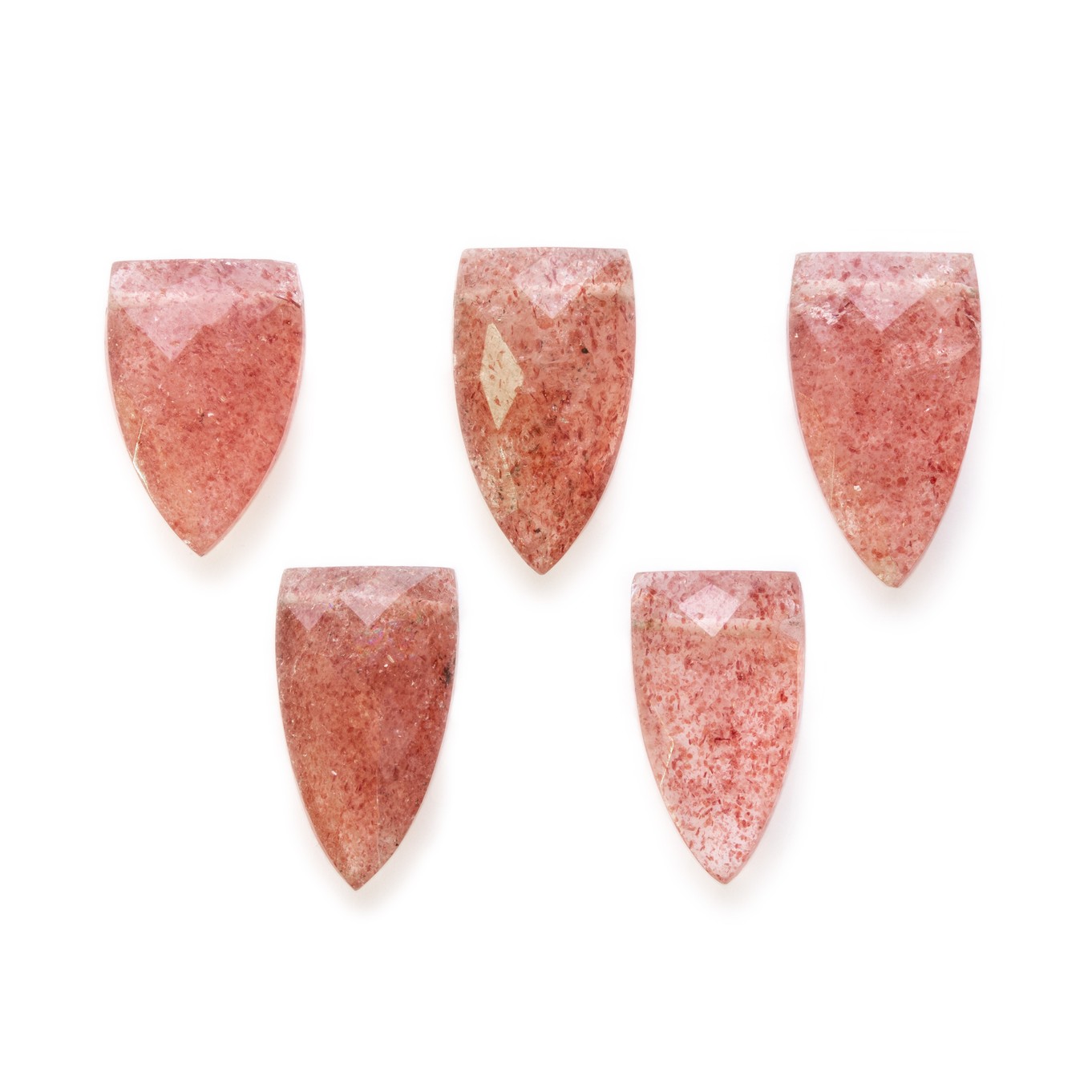 Strawberry Quartz Faceted Shield Shaped Beads - Approx 16x11mm