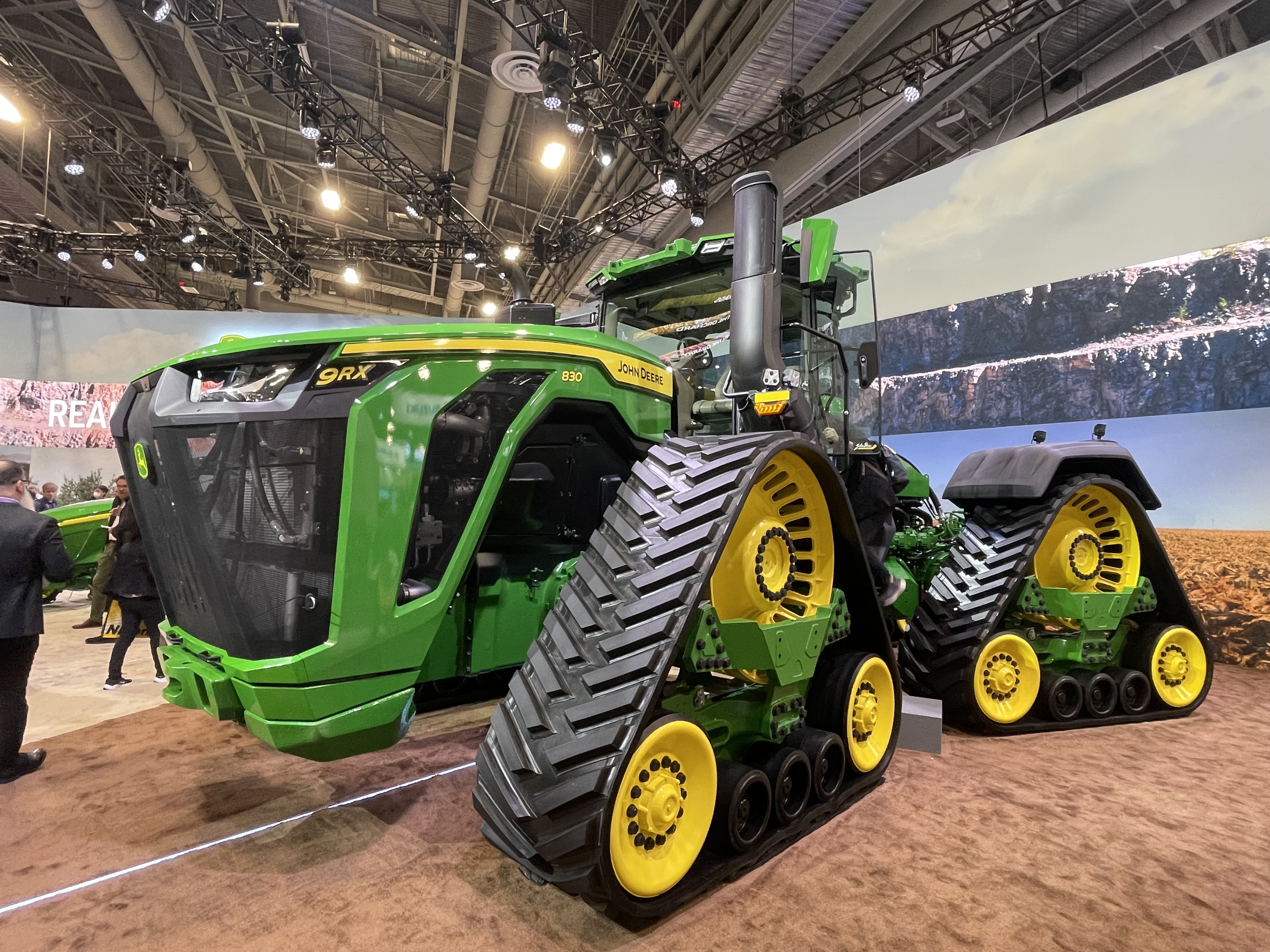 John Deere's autonomous 9RX tractor at the Consumer Electronics Show in Las Vegas. John Deere and Kubota are showcasing automated, AI-capable equipment ranging from lawn mowers to giant commercial tractors.