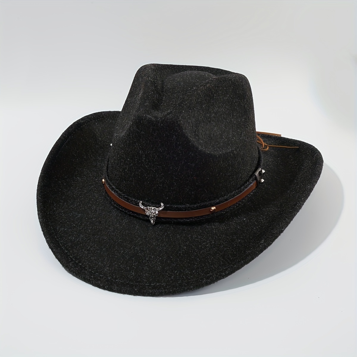 Bull Head Belt Cowboy Hat Solid Color Western Sun Hat - Temu Canada