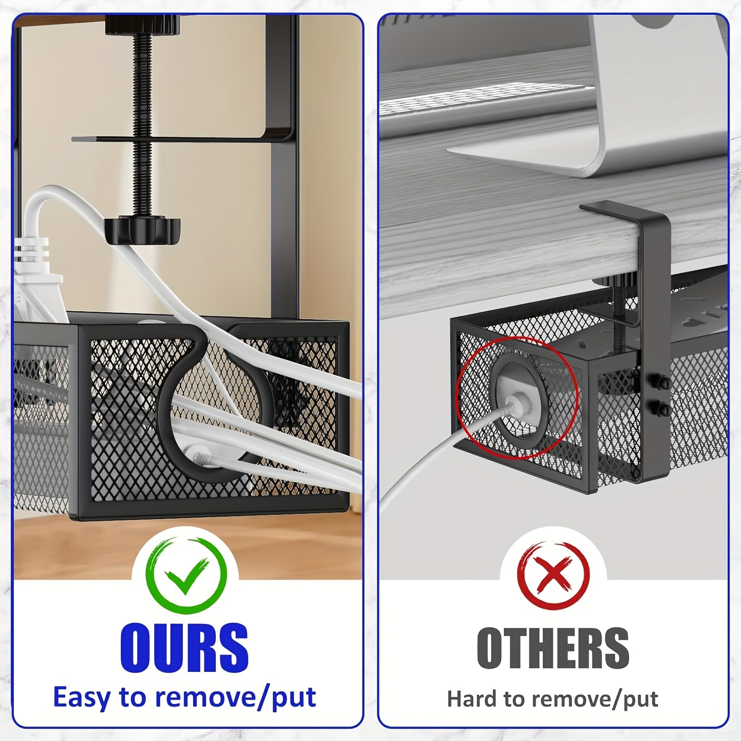 Desk Cable Management Tray Cable Management Desk No Drill - Temu