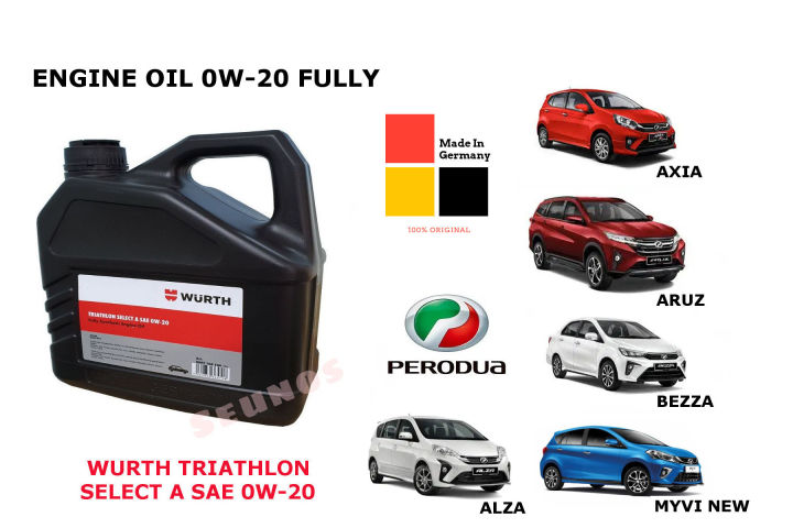 Perodua Myvi 2018 / Aruz / Axia / Bezza / Alza Fully Engine Oil 0W-20 Engine Oil Triathlon Select Fully Synthetic Engine Oil