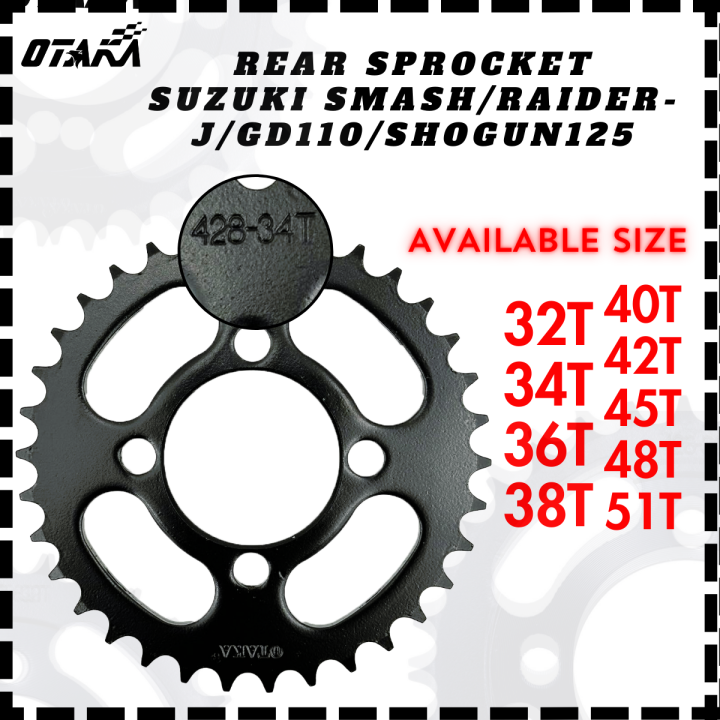 REAR SPROCKET for SUZUKI SMASH/RAIDER-J/GD110/SHOGUN125 OTAKA ...