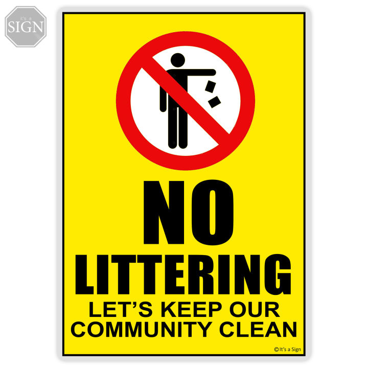 No Littering Keep Clean Sign - Laminated Signage - A4 Size