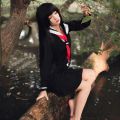 Anime Hell Girl Cosplay Dress Enma Ai Jk Sailor Uniform Dress Japanese Korean School Uniform Pleated Skirt Sets Black Long Hair With Hair Net. 