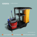 JANITORIAL CART (BLACK) Cleaning Cart with Bucket/Wringer Cleaning Trolley Garbage bag Multi Purpose Cart. 