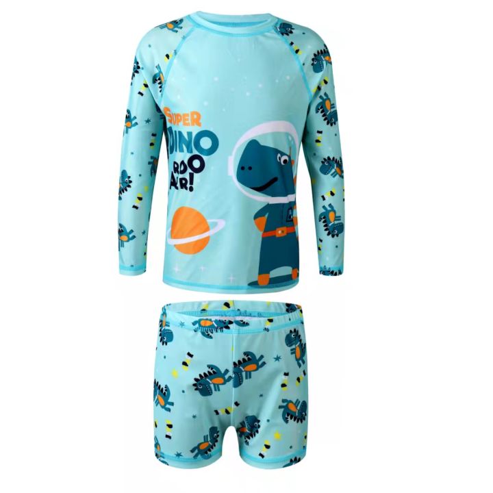 Joy wears Kid's 2 in 1 Rushguard for boy swimming swimwear swimsuit Digital printing